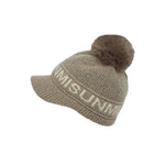 Knitted Women Winter Visor Knit Baseball Cap Pom Beanie Soft Warm Ribbed Hat