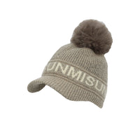 Knitted Women Winter Visor Knit Baseball Cap Pom Beanie Soft Warm Ribbed Hat SLQ1487