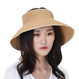 Womens Sun Visor Packable Wide Brim Roll-Up Beach Straw Hat