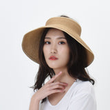 Womens Sun Visor Packable Wide Brim Roll-Up Beach Straw Hat SLV1020