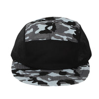 5 Panel Camper Hat Jockey Flat Bill Cap Meshed Camouflage TG21194