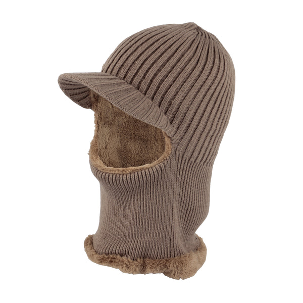 Winter Knit Visor Beanie Hat Fleece Face Mask Balaclavas – WITHMOONS | Beanies