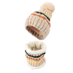 Women Knit Pom Beanie Scarf Set Winter Fleece Lined Hat