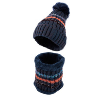 Women Knit Pom Beanie Scarf Set Winter Fleece Lined Hat XZX0072