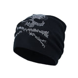 Unisex Cotton Skull Rhinestone Beanie Hat Slouchy Knitted Cap YT51352