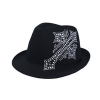 Rhinestones Fedora Hat Cross Pattern Cotton Hat