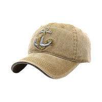 Anchor Embroidery Washed Cotton Baseball Cap Adjustable Dad Hat