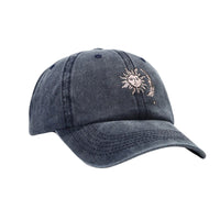 Sun and Moon Embroidery Low Profile Vintage Washed Cotton Baseball Cap Adjustable Dad Hat YZ10146