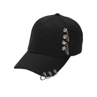 Cotton Baseball Cap Iron Ring Pierced K-Pop Hip Hop Hat Casual Adjustable Dad Hat
