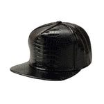 High Shine Crocodile Baseball Cap Flat Brim Snapback Hat Shiny Hip Hop Cap