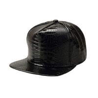 High Shine Crocodile Baseball Cap Flat Brim Snapback Hat Shiny Hip Hop Cap