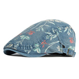 Cotton Denim Flat Cap Floral Newsboy Ivy Irish Hats Jean Cabbie Driving Hat