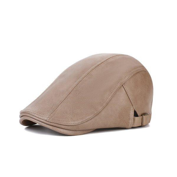 Adjustable Faux Leather Ivy Flat Cap Cabbie Newsboy Fishing Hat