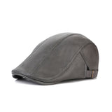 Adjustable Faux Leather Ivy Flat Cap Cabbie Newsboy Fishing Hat YZ30112