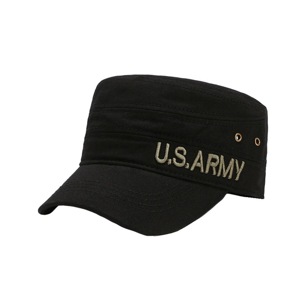 Cotton Cadet Cap Military Army Hat Army Style Flat Top Cap Adjustable Cotton Sports Hat