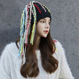 Womens Beanie Hat with Tassels - Bohemian Style Skull Cap YZ50235