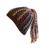 Womens Beanie Hat with Tassels - Bohemian Style Skull Cap YZ50235