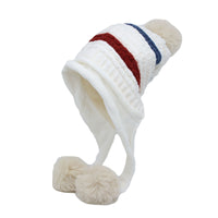 Winter Fleece Lining Soft Knit Beanie Hat Pom Earflaps YZ70080