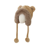 Fluffy Animal Ear Fleece Lining Earflap Cap Winter Knit Beanie Hat YZ70225