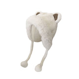 Fluffy Animal Ear Fleece Lining Earflap Cap Winter Knit Beanie Hat YZ70225