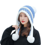 Warm Wnter Knit Hat Ear Flaps for Women - Pom Pom Ski Hat Thick Cable YZ70240