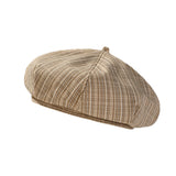 Cotton Check Beret Hat French Art Basque Beret Tam Beanie Hat
