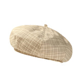 Cotton Check Beret Hat French Art Basque Beret Tam Beanie Hat YZF0199