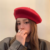Wool Beret Hat French Style Casual Classic Womens Artist Cap Winter Hat YZF0215