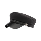 Womens Cotton Baker Boy Hat Newsboy Beret Cap PU Leather Visor Beret YZG0127