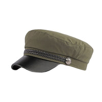 Womens Cotton Baker Boy Hat Newsboy Beret Cap PU Leather Visor Beret YZG0127