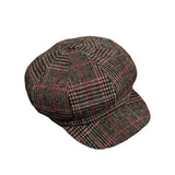 Check Cotton Octagonal Hat Newsboy Beret Cap Baker Boy Flat Cap YZG0219