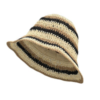 Women Cap Straw Crochet Sun Summer Bowler Foldable Bucket Hat