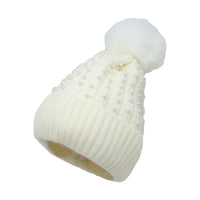 Winter Soft Knit Pom Beanie Beads Skull Slouch Hat YZP0082