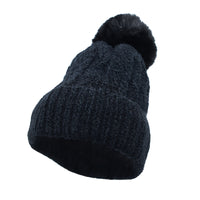 Winter Pom Beanie Fleece Twist Knit Hat Slouchy Cap
