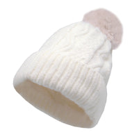 Winter Pom Beanie Fleece Twist Knit Hat Slouchy Cap YZP0090