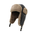 Trapper Russian Hat - Winter Trooper Ski Ear Flap Cap - Faux Leather Aviator Hats