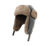 Trapper Russian Bomber Hat - Winter Trooper Ski Ear Flap Cap - Faux Leather Aviator Hats YZT0236