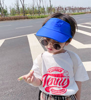 Kids Neon Sun Visor Hat Adjustable Sports Tennis Cap Boys Girls YZV0148