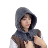 Scarf Infinity Hood Winter Hat - Womens Neck Warmer Balaclava - Ribbed Knitted Hoodie Skull Cap Beanie with Drawstring