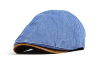 Denim Newsboy Hat faux leather brim Flat Cap SL3017